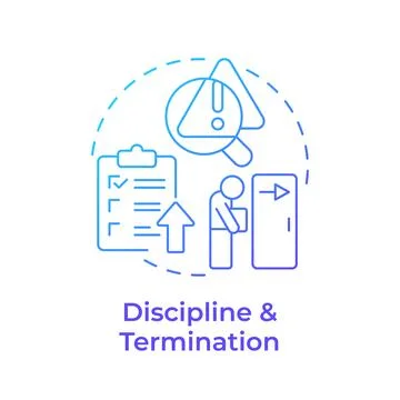 Discipline and termination blue gradient concept icon Stock Illustration