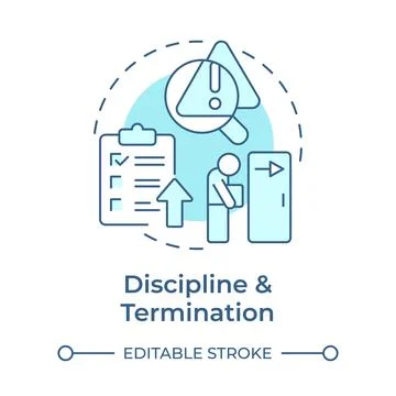 Discipline and termination soft blue concept icon Stock Illustration