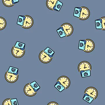 Discipline clock succes challenge vector seamless pattern Illustrazione stock