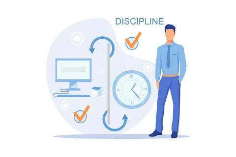 Discipline concept Working day idea metaphor. Daily affairs of person, Fulf.. Stock Illustration