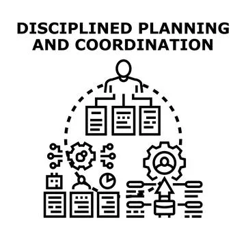 Disciplined planning and coordination optimizing project management flow 库存插图