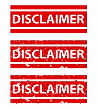 Disclaimer, rust dirty red simple rectangle vector rubber stamp effect Stock Illustration