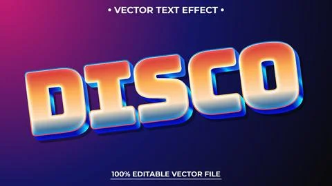 Disco 3D text effect Editable text style effect with colorful abstract ligh.. Stock Illustration