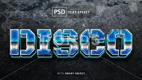 Disco 3d text effect editable PSD Template