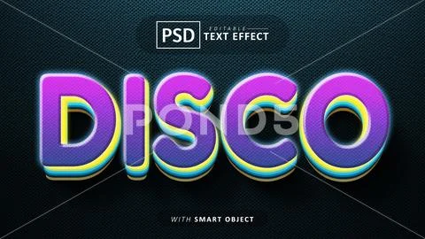 Disco 3d text effect editable PSD Template