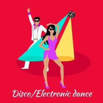 Disco and Electronic Dance Concept Flat Design Ilustração Stock