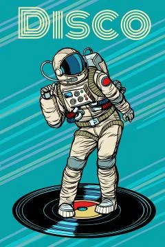 Disco. Astronaut dances Stock Illustration
