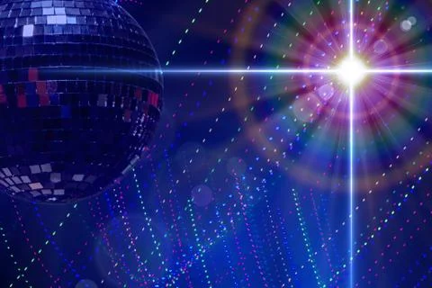 Disco Background with disco ball and a variety of effects Stock Illustration