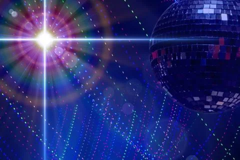 Disco Background with disco ball and a variety of effects Stock Illustration
