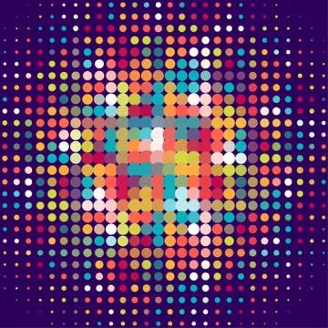 Disco background with halftone dots in retro style Illustrazione stock