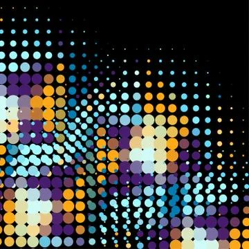 Disco background with halftone dots in retro style Illustrazione stock