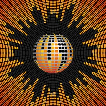 Disco ball and equalizer background Иллюстрация