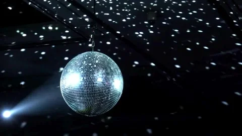 Disco ball on black background. Mirror ball spinning indoors. The reflectio.. Stock Footage 265760801