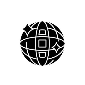 Disco ball black icon, vector sign on isolated background. Disco ball concept Stock Illustration