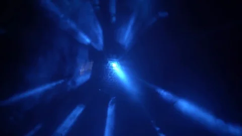 Disco ball with blue light effect and dense smoke, loop-ready. Night club Stock Footage 129966146