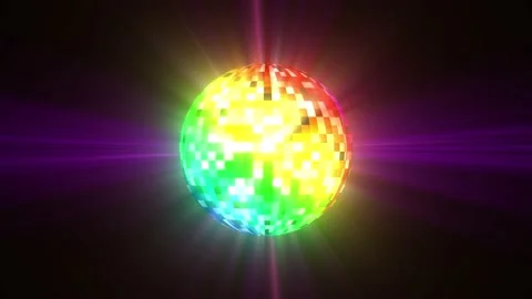 Disco ball with bright colourful rays, club night dance party background Stock Footage 236286020