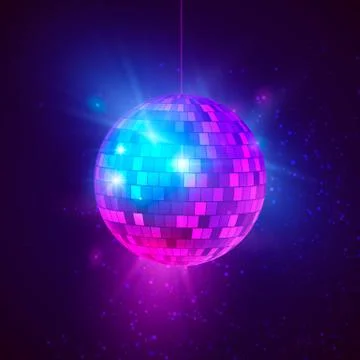 Disco ball with bright rays and bokeh. Music and dance night party background イラスト素材