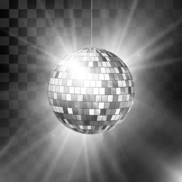 Disco ball with bright rays and bokeh. Music and dance night party background イラスト素材