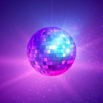 Disco ball with bright rays Stock Illustration