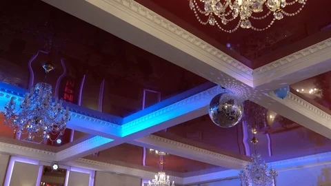 Disco ball with bright rays, night party Stock Footage 124635165