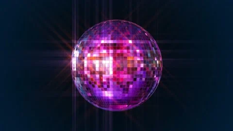 Disco ball with bright rays, night party background. Loop 4k video Video stock 135802471