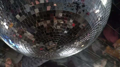 Disco ball with bright rays, night party with dark background. Party dance hall Stock Footage 148343768