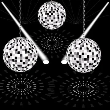 Disco ball on the dance floor with lights and lasers Stock Illustration