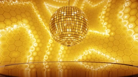 Disco ball golden background Stock Footage 243001809