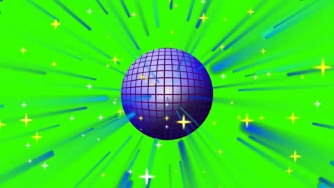 Disco ball green screen cartoon animation star shine twinkle on green background Stock Footage 313226491