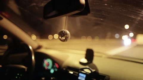 Disco ball hanging in the car Stock Footage 45221596
