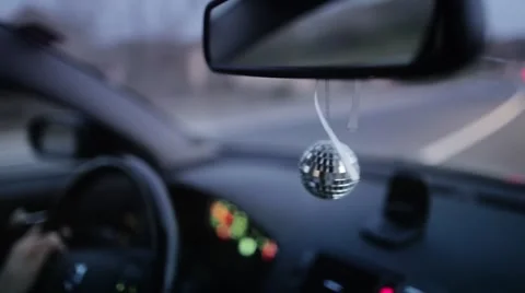 Disco ball hanging in the car Stock Footage 45221631