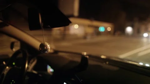 Disco ball hanging in the car Stock Footage 45221812