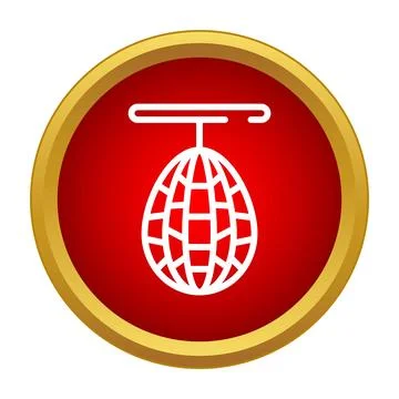 Disco ball hanging in a red circle icon Stock Illustration
