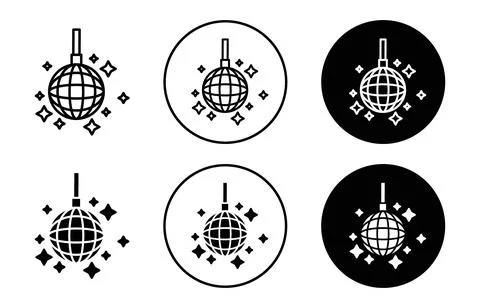 Disco ball icon Outline flat Icon Illustrazione stock