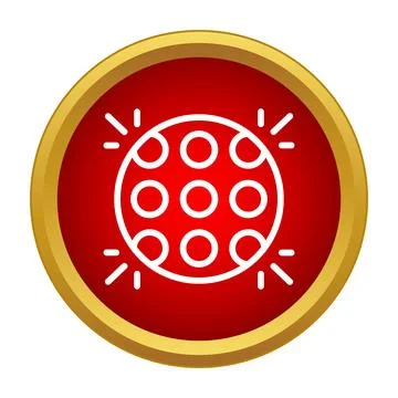 Disco ball icon on a red button symbolizing party Illustrazione stock