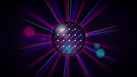 Disco ball light effect with glowing neon rays and sparkling party backgrou.. Stock Footage 337554400