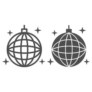 Disco ball line and solid icon, Sea cruise concept, sparkling party sphere Stock Illustration