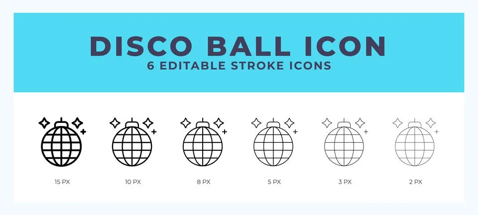 Disco ball line icon vector illustration in trendy style. Stock Illustration