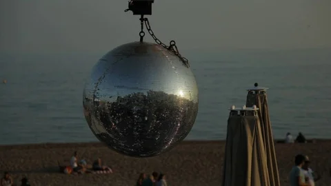 Disco Ball by the Ocean Stock Footage 73602552