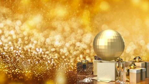 The disco ball or mirror ball and gift box for party concept 3d rendering. Illustrazione stock