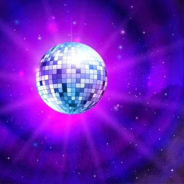 Disco ball on outer space background Stock Illustration