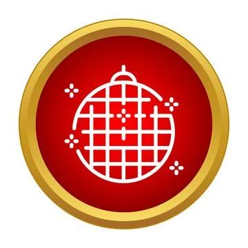 Disco ball outline on a red circle icon 스톡 일러스트