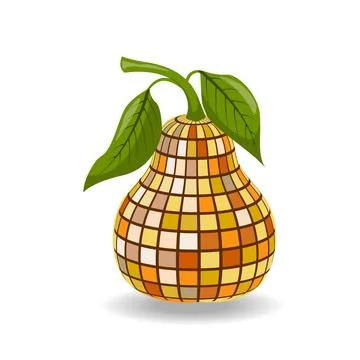 Disco ball pear. Template for poster, invitation, congratulations. Stock Illustration