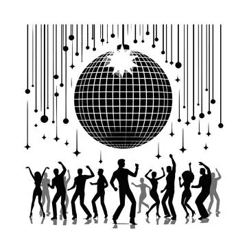 Disco ball people dancing Stock Illustration