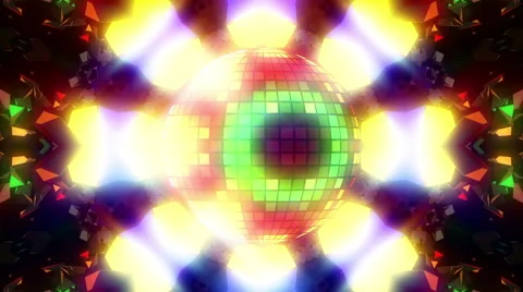 Disco ball on polygonal VJ background Stock Footage 64692814