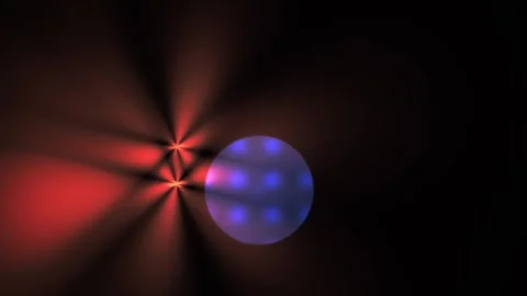 Disco ball with red and blue lights on dark background. Stock Footage 337504938