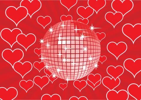 Disco ball on a red background. Stock Illustration