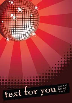 Disco ball on red. Stock Illustration