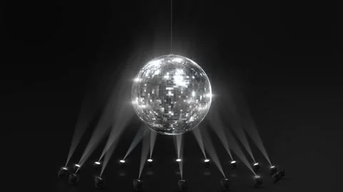 Disco Ball Reflected Moving Rays Rotating. Mirror disco ball in light. disco Stock Footage 333901625
