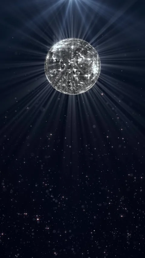 Disco Ball with Reflected Moving Rays Rotating. Mirror disco ball in white light Stock Footage 333904440